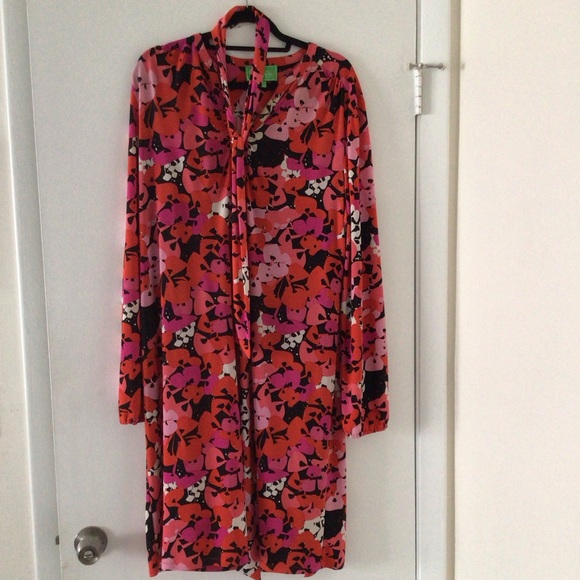 Pappagallo Dresses & Skirts - Pappagallo pretty Black, Pink & White floral print, long sleeve Dress. Size L.